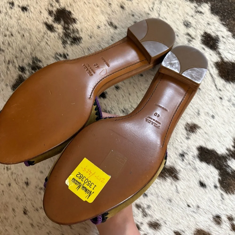 PRADA Green Suede Leather Slides Sandals Size 40 NWOT - Picture 3 of 7